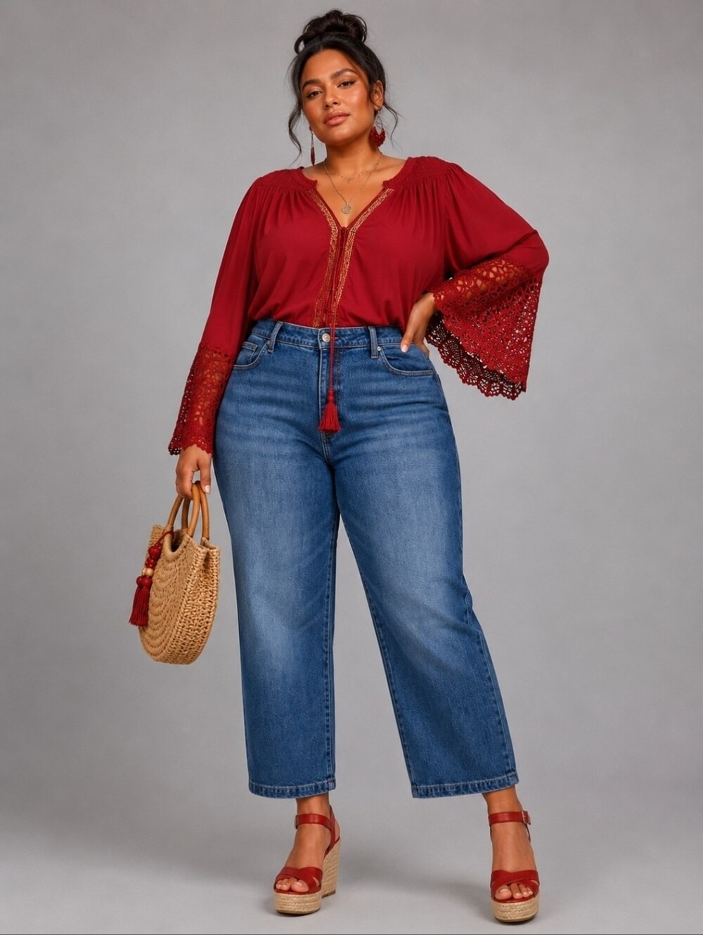 Free Assembly | Medium Wash Mid-Rise Cropped Barrel Leg Jeans | Size 12 | NWT